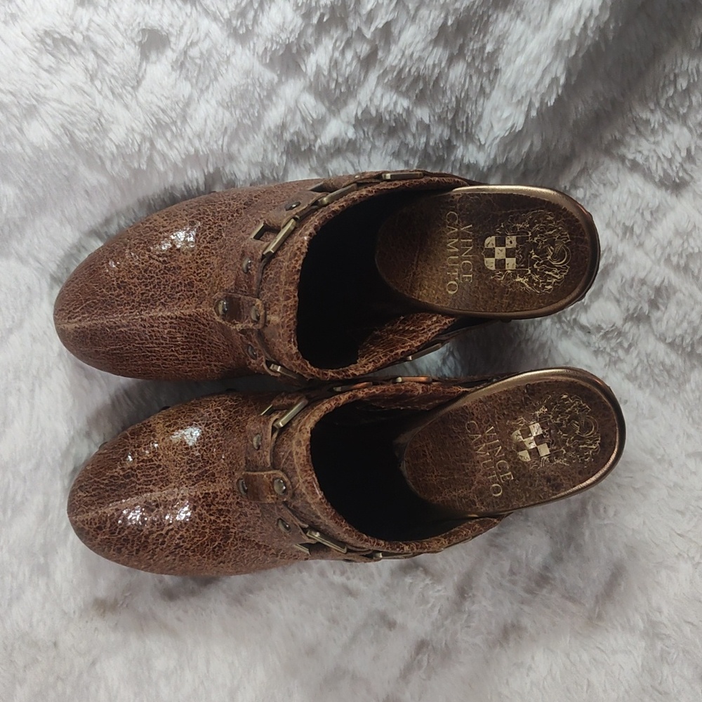 Vince Camuto Brand. Beautiful Stylish Brown Women's Heeled Clogs. Size 8.5 - Picture 3 of 6